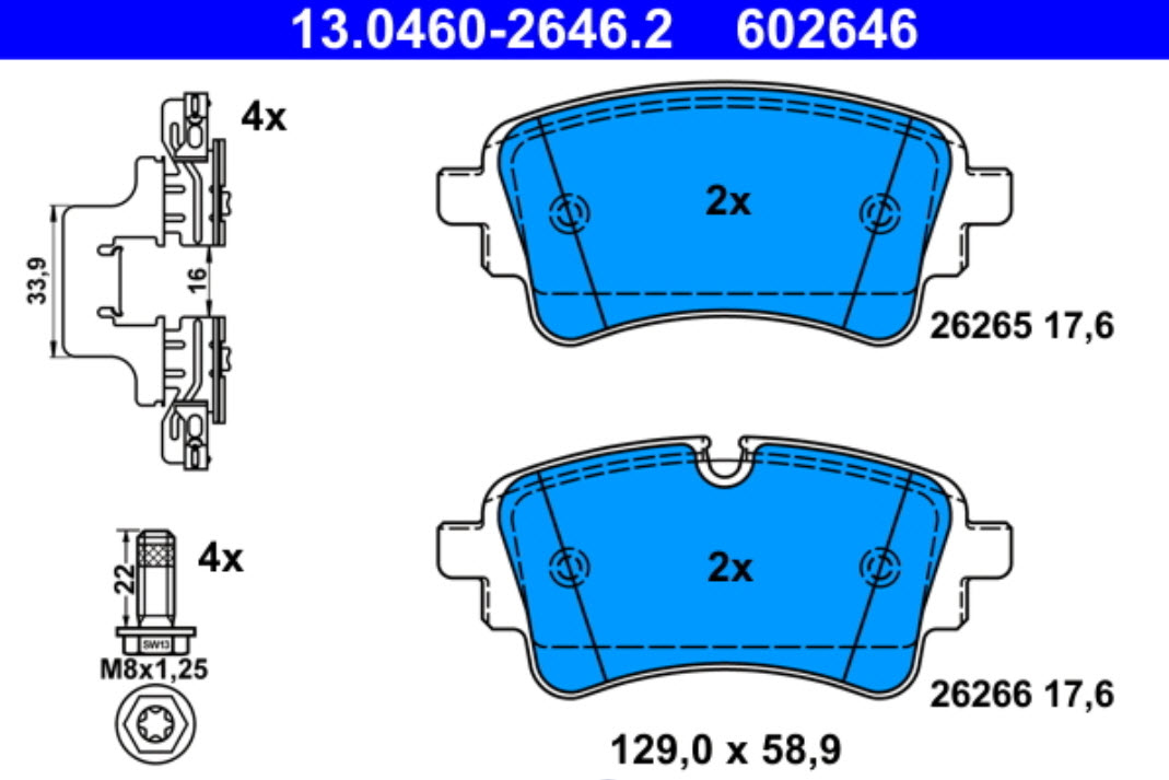 KLOCKI HAM. AUDI T. A4/A5/A6/A7 1,4-3,0 19- 13.0460-2646.2 ATE